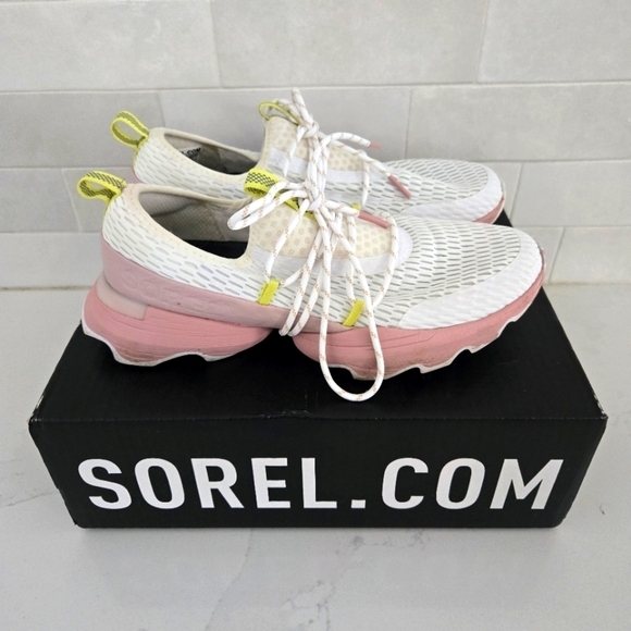 Sorel Shoes - Sorel Kinetic Impact Lace-Up Chunky Sneaker White Eraser Pink Size 8